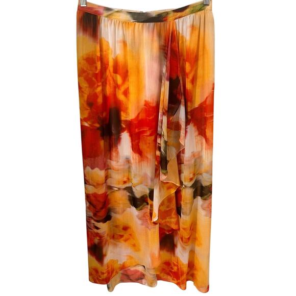 Alice + Olivia Floral Fairy Print Leah Faux Wrap Chiffon Maxi Skirt, size 8 - Picture 2 of 8